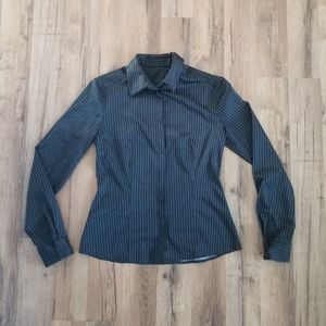 Wolford pinstripe button down blouse, navy white, EU 34